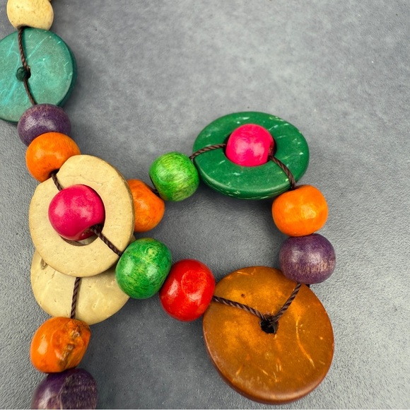 Colorful Wooden Beaded Necklace - Picture 6 of 11